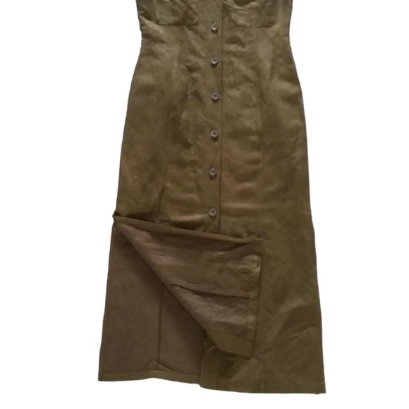 🇫🇷 NWOT Votre Nom Paris Olive Green Sleeveless Linen Blend Shirt Dress T3 M L - Picture 7 of 14